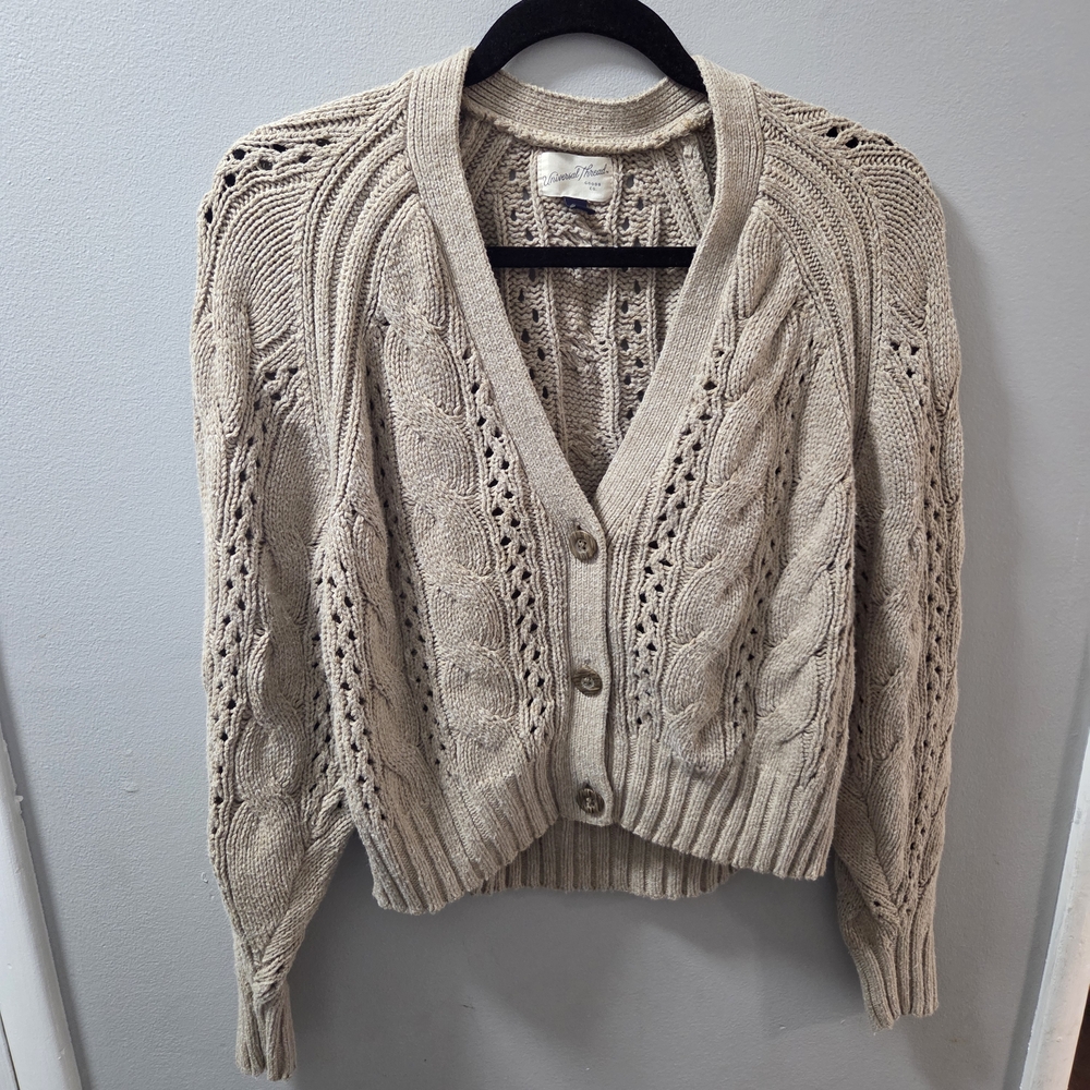 Women's Beige Cable Knit Sweater